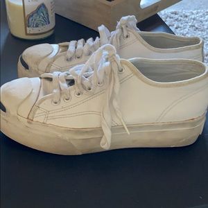 Converse x jack purcell white high top sneakers